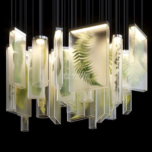 loft清吧绿植装饰吊灯酒店展厅餐厅包间亚克力植物艺术灯具定制 - 图2