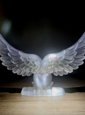 天然墨西哥石膏天使爱心雕刻玉石