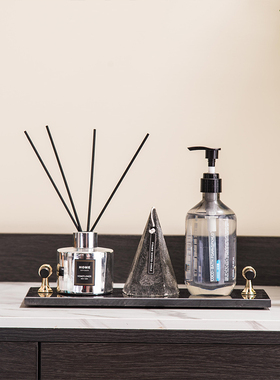 商场酒店现代样板间卫生间展厅摆件卫浴软装饰品浴室柜大理石托盘