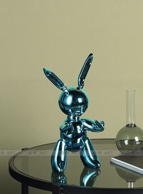 银色几何样板间桌面兔子摆件