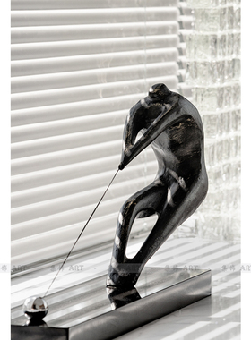 欧式风黑色拉绳样板房售楼处摆件