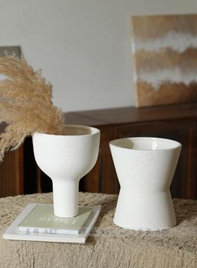 ins风陶瓷大口径花瓶 素胚北欧白色干花瓶客厅桌面装饰摆件插花器
