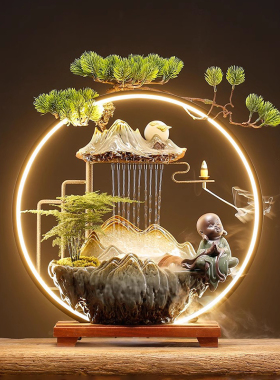 中式风流水摆件加湿器乔迁礼品