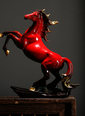 马到成功招财高档老板桌玄关摆件