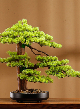 仿真迎客松盆景装饰摆件桌面创意