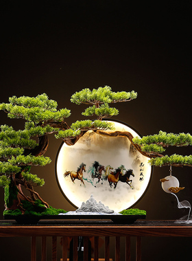 仿真迎客松罗汉松美人松摆件办公室桌面酒店玄关装饰盆景观可定制