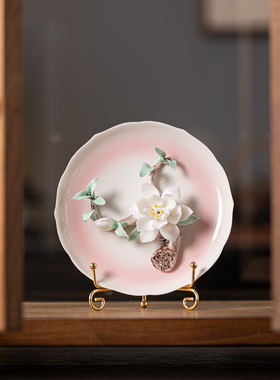 非遗手工瓷花桌面装饰挂盘伴手礼