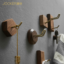 Black Walnuts Wood Hung Clothes Hook Try Cloister Hood Hook Door Rear Single Hook Wall-mounted Wall Incoming Door Wardrobe Hook Free of punch