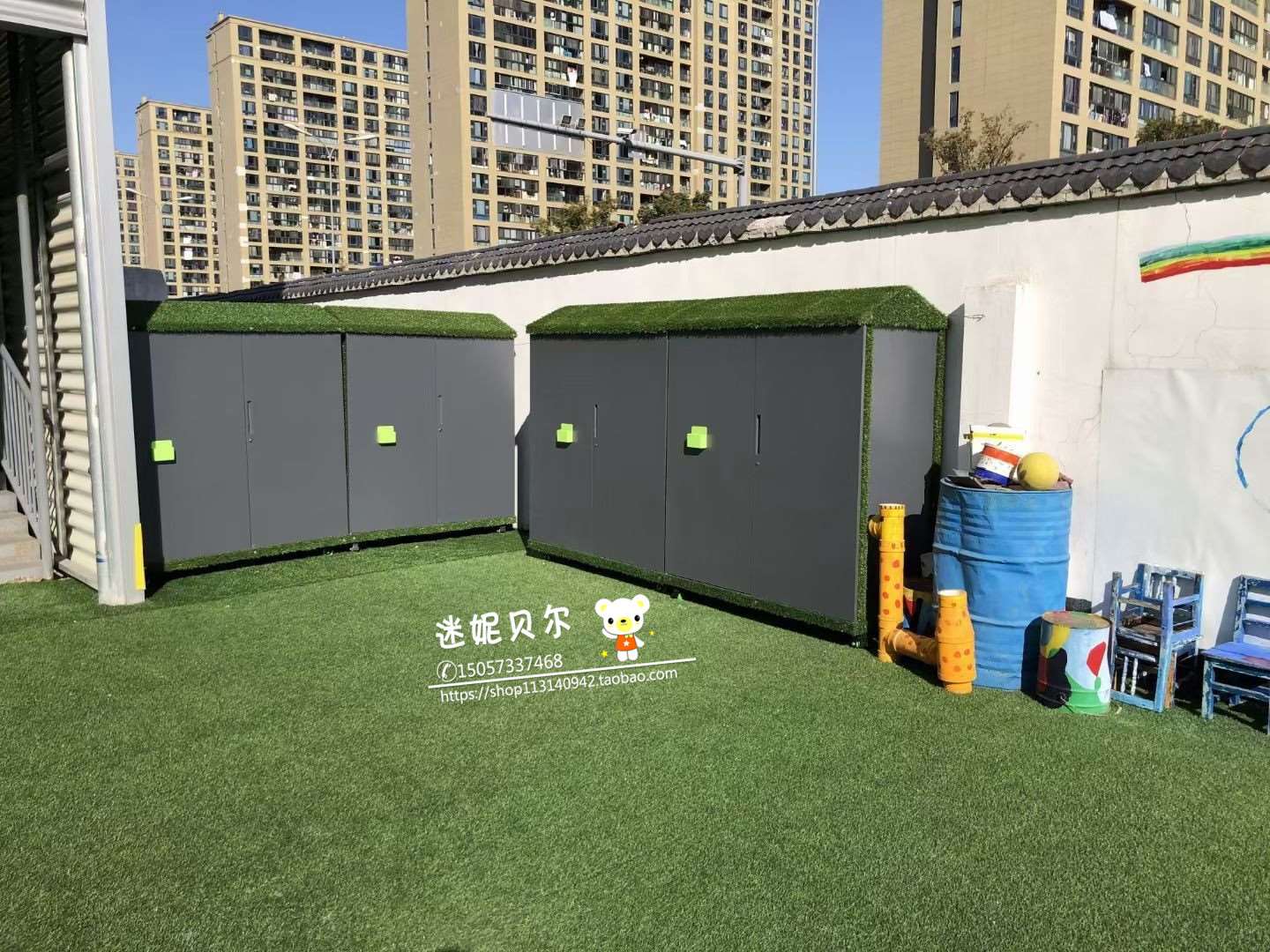 幼儿园户外玩具柜可涂鸦玩具柜室外防雨收纳柜儿童玩具储物架带门-图1