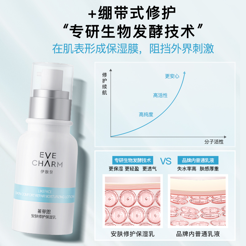 伊肤泉莱菲思安肤修护高保湿滋润补水乳液舒缓修护敏感肌维稳面霜