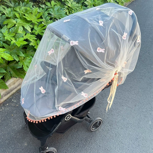 Коляска, москитная сетка, детское ветрозащитное летнее дышащее средство от комаров, с вышивкой, с медвежатами