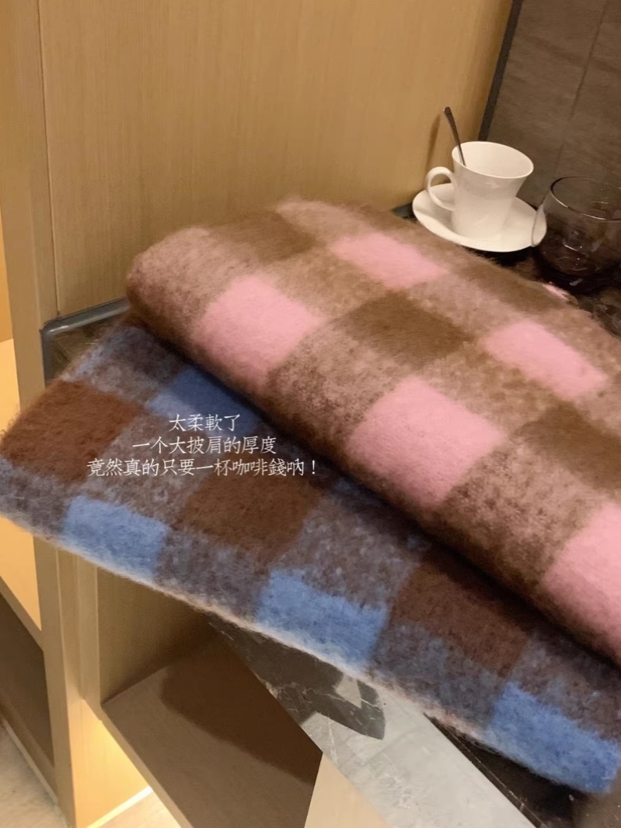 【任选2条】美拉德慵懒氛围感格纹围脖情侣格子披肩千鸟格大围巾D - 图1