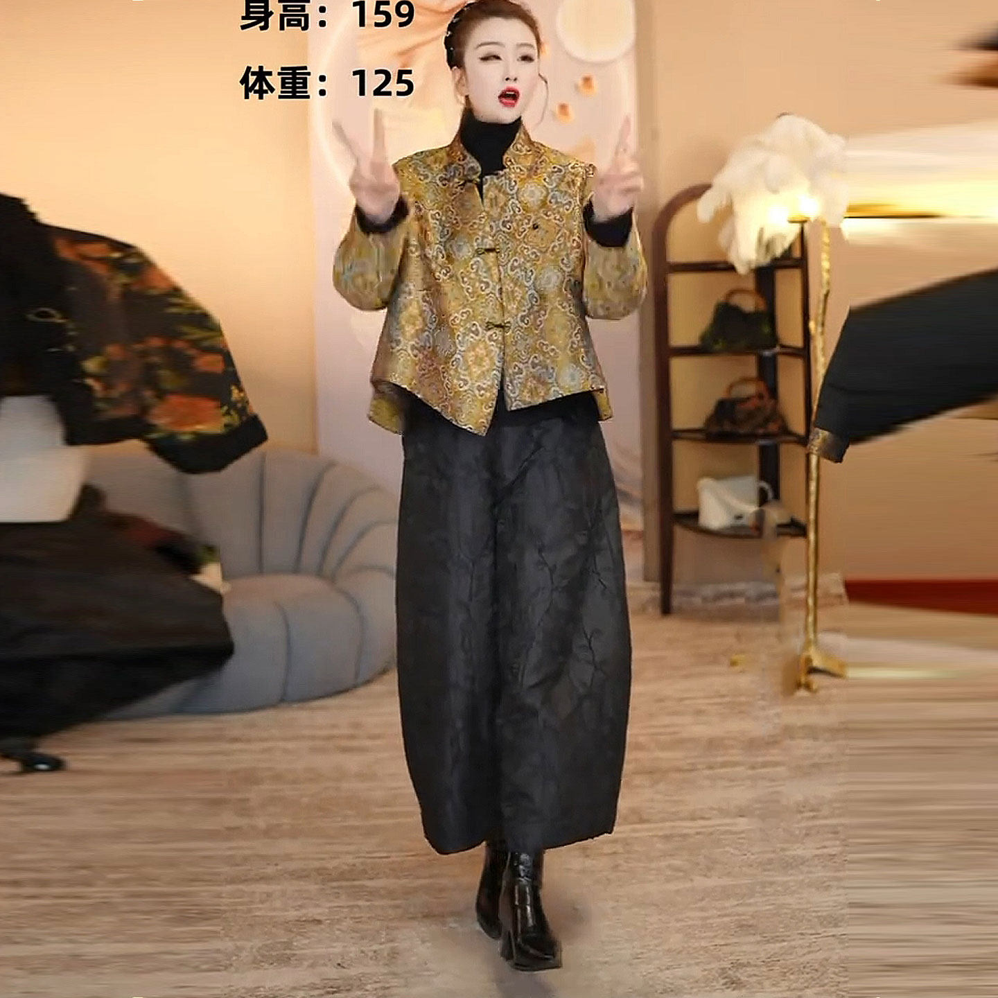 新中式盘扣加棉棉衣棉裤套装女大码冬装新款立领棉服+夹棉九分裤,淘宝优惠券,粉丝福利购,淘宝优惠卷