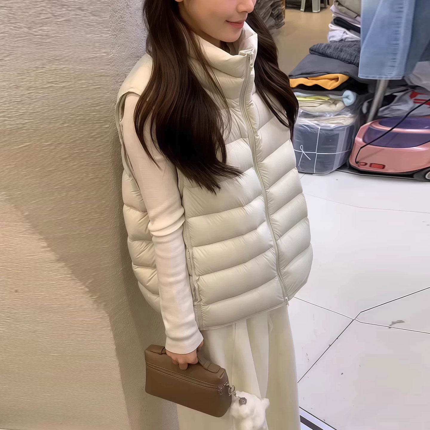排骨羽绒马甲女款外穿2025秋冬新款轻薄宽松小个子白鸭绒保暖外套,淘宝优惠券,粉丝福利购,淘宝优惠卷