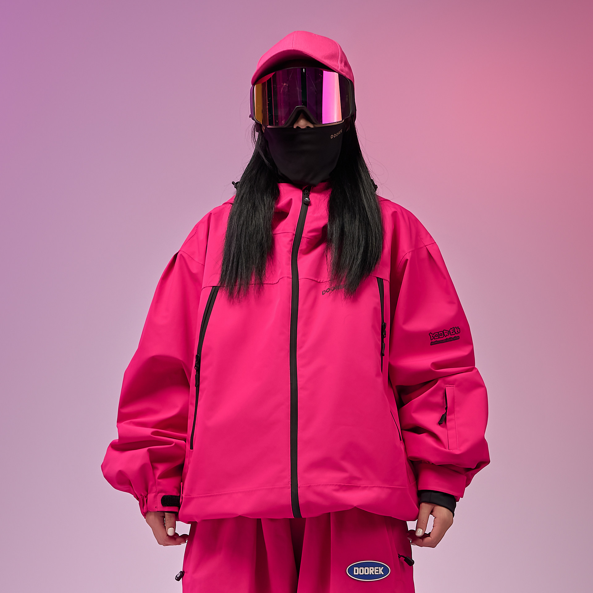 DOOREK可爱兔子滑雪服外套加棉兔耳朵专业防水透气保暖男女同款 - 图3