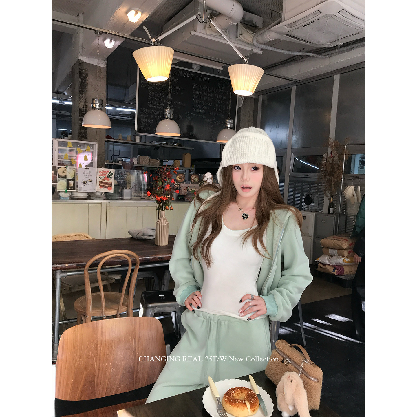 CHANGING REAL 海盐薄荷 果绿摇粒绒卫衣套装女运动外套休闲长裤,淘宝优惠券,粉丝福利购,淘宝优惠卷