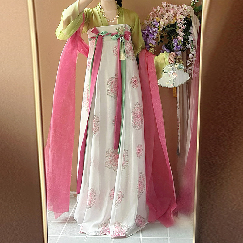 藏仙居原创汉服女2025新款春桃唐风齐胸破裙桃红柳绿春夏古装日常,淘宝优惠券,粉丝福利购,淘宝优惠卷