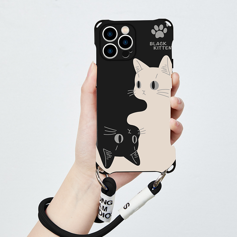 原创猫咪适用苹果15promax手机壳17pro新款2024女款iphone14挂绳plus斜挎可背手腕12可爱11小众16promax防摔 - 图2