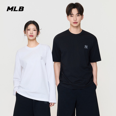 MLB官方男女同款休闲纯色圆领T恤TSB03
