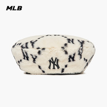 MLB official male and female lovers imitation lamb suede beret beret retro old flower casual fashion 22 winter new CBMF1