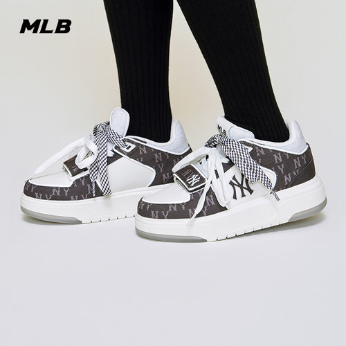 MLB官方 男女同款潮流厚底丹宁满印老花学长鞋26春季新款SXMDM - 图1