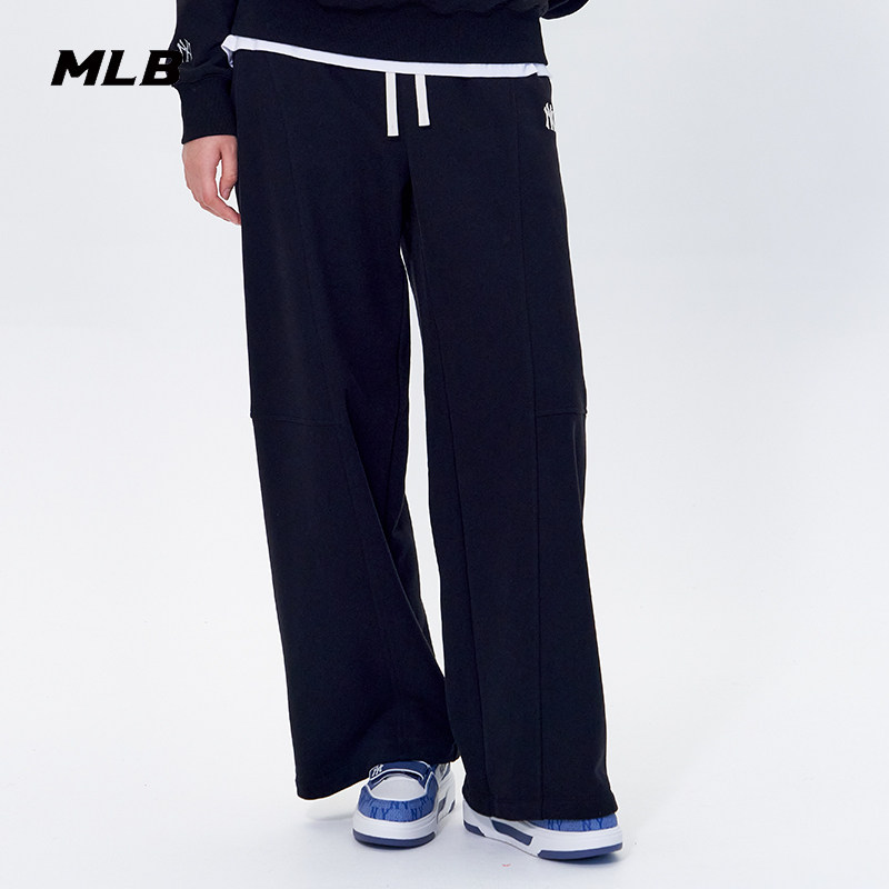 MLB官方 女款加绒时尚百搭抽绳阔腿运动休闲长裤25冬季新款PTB16,淘宝优惠券,粉丝福利购,淘宝优惠卷