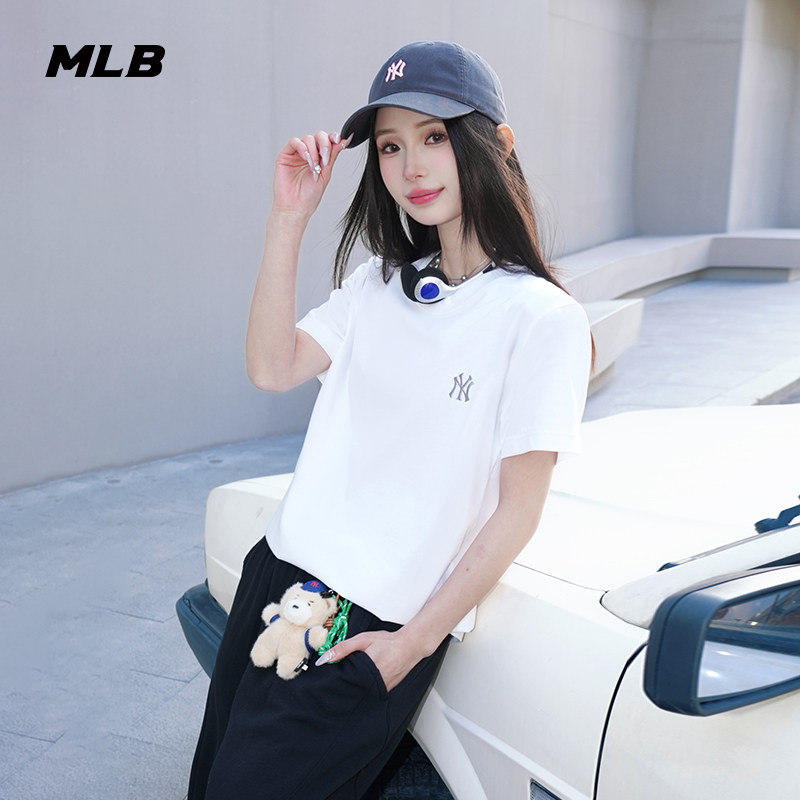MLB官方 男女同款时尚百搭休闲凉感纯色圆领T恤26夏季新款TSB01