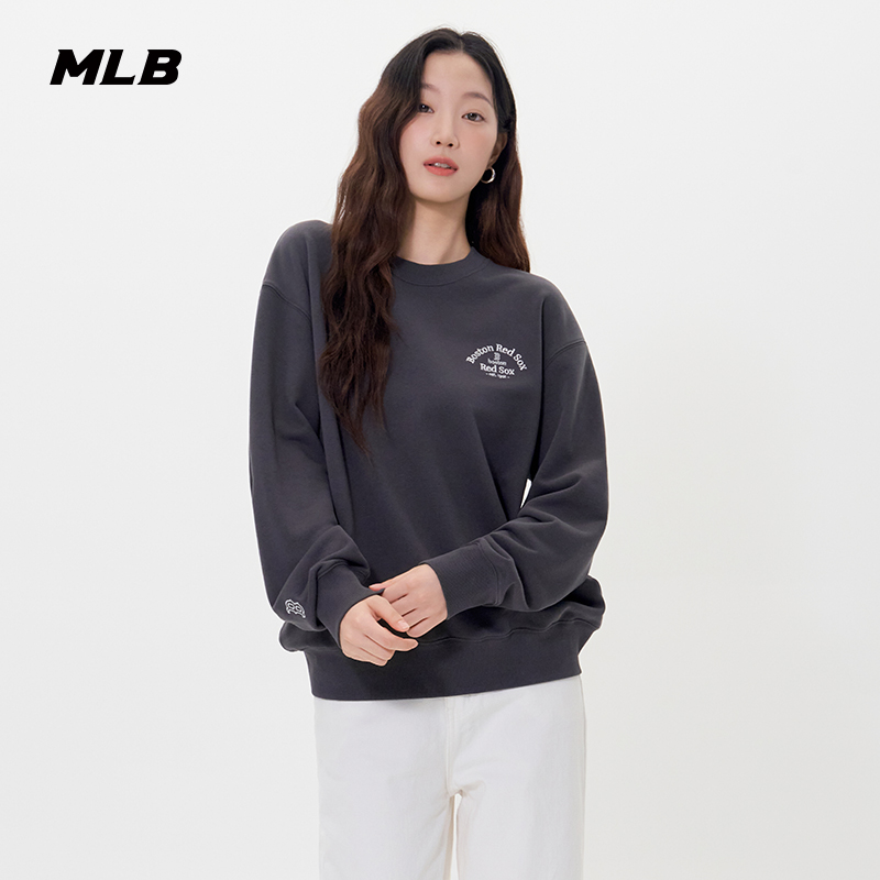 MLB官方 男女情侣时尚简约基础百搭圆领套头卫衣25秋季新款MTB17