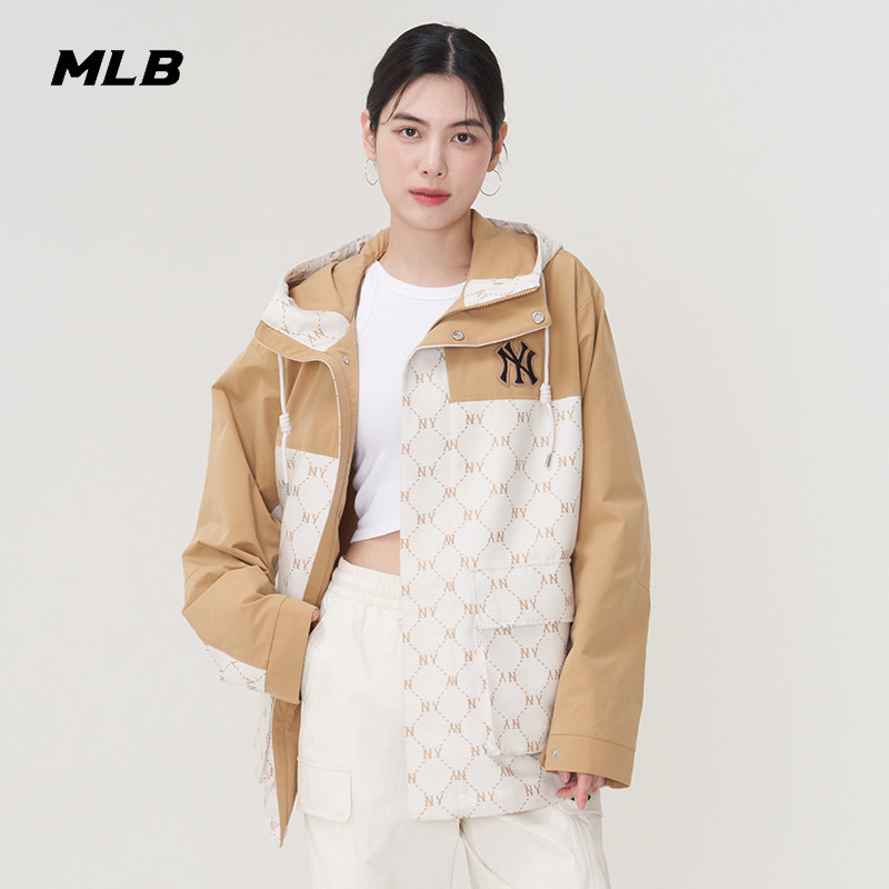 MLB官方 男女情侣钻石老花复古时尚连帽夹克外套25春夏新款WJM01,淘宝优惠券,粉丝福利购,淘宝优惠卷