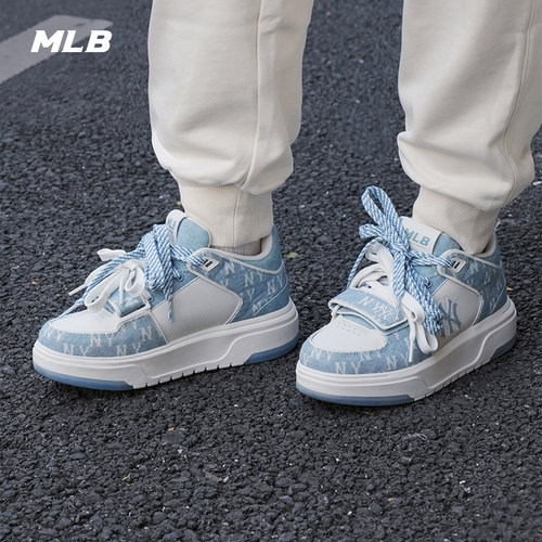 MLB官方 男女同款潮流厚底丹宁满印老花学长鞋26春季新款SXMDM - 图2