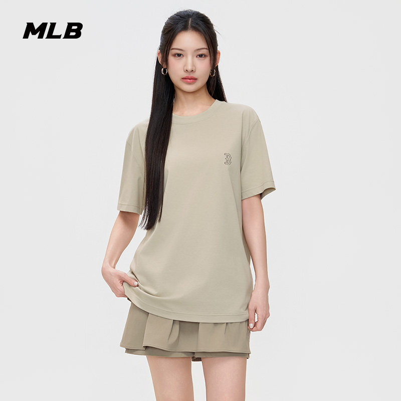 MLB官方 男女同款时尚百搭休闲凉感纯色圆领T恤26夏季新款TSB01