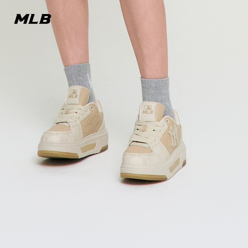 MLB官方男女印刻老花厚底增高运动板鞋SXM07