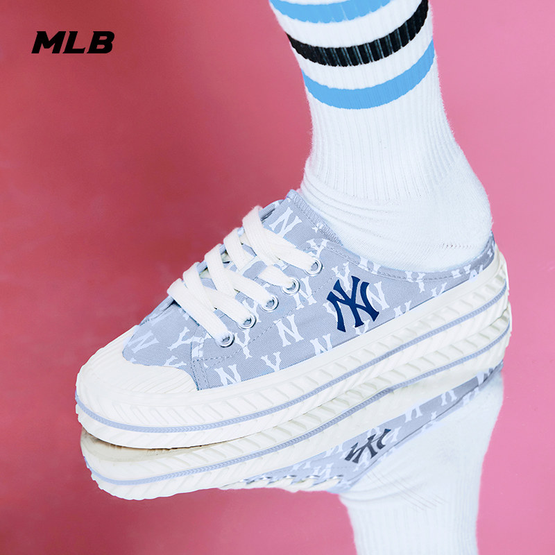 MLB官方男女帆布鞋情侣半拖简约小白鞋运动休闲MUUD1/MUM21,淘宝优惠券,粉丝福利购,淘宝优惠卷