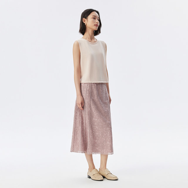 VGRASS lyocell silk cotton knitted sleeveless vest for women