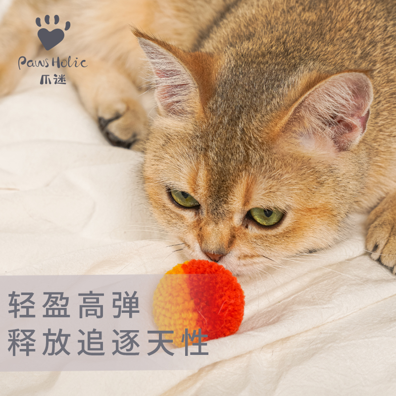 pawsholic爪迷猫咪玩具球逗猫球静音毛球猫玩具自嗨解闷宠物玩具 - 图1