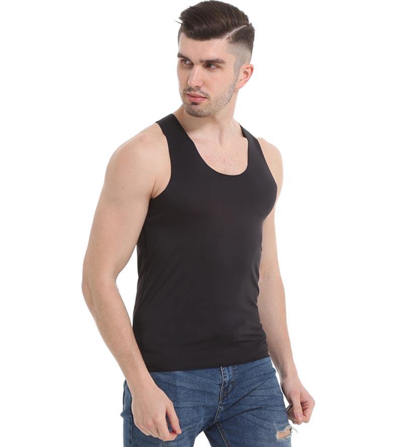 纯纹男士冰丝无痕夏季透气白汗衫 纯纹吊带/背心/T恤