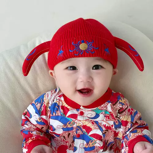 Детская демисезонная красная шерстяная шапка подходит для мужчин и женщин для девочек для раннего возраста