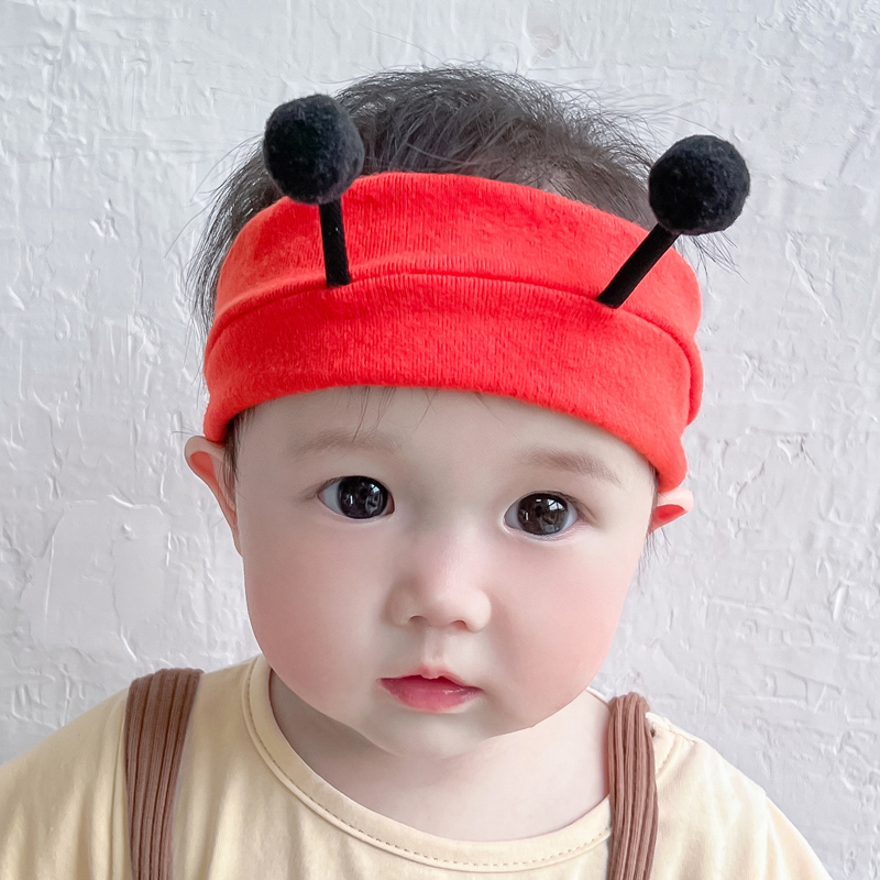 婴儿帽子夏季薄款宝宝可爱超萌网红小蚂蚁发带新生儿护卤门帽空顶