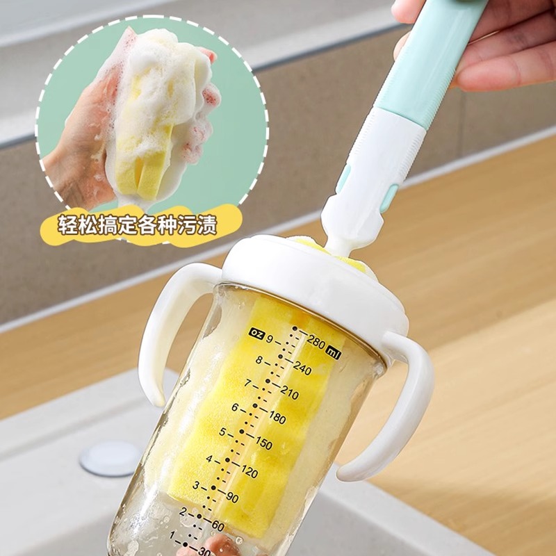 长柄杯刷杯子神器洗杯刷可替换海绵头母婴级材质大头海绵洗奶瓶刷 - 图0
