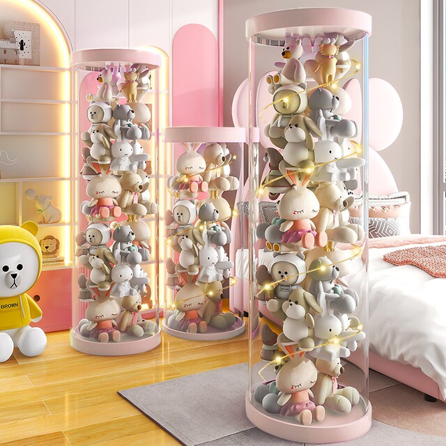 Doll storage artifact storage barrel plush toy doll big doll transparent doll storage barrel basket artifact