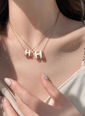 钛钢h字母项链女款轻奢小众