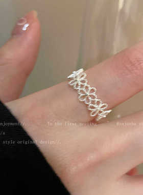 甜美花朵戒指女温柔气质冷淡风食指戒小众设计轻奢高级感精致指环