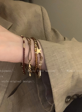 美拉德复古编织绳串珠手链女波西米亚高级手饰民族风小众叠戴手串