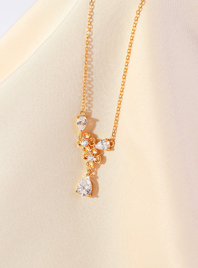 堤喜小众花瓣镶钻时尚气质项链 纯银系列 高级感轻奢百搭锁骨链