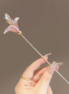 简晓发簪合金优雅玉兰花簪子