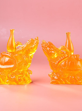 祥安灵阁龟蛇延寿摆件2026马年正西方位吉祥物是非位摆放饰物一对