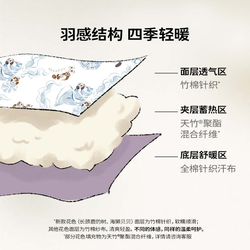 cutelife【轻羽】宝宝空调被四季通用羽感被竹棉盖被被子亲子舒适