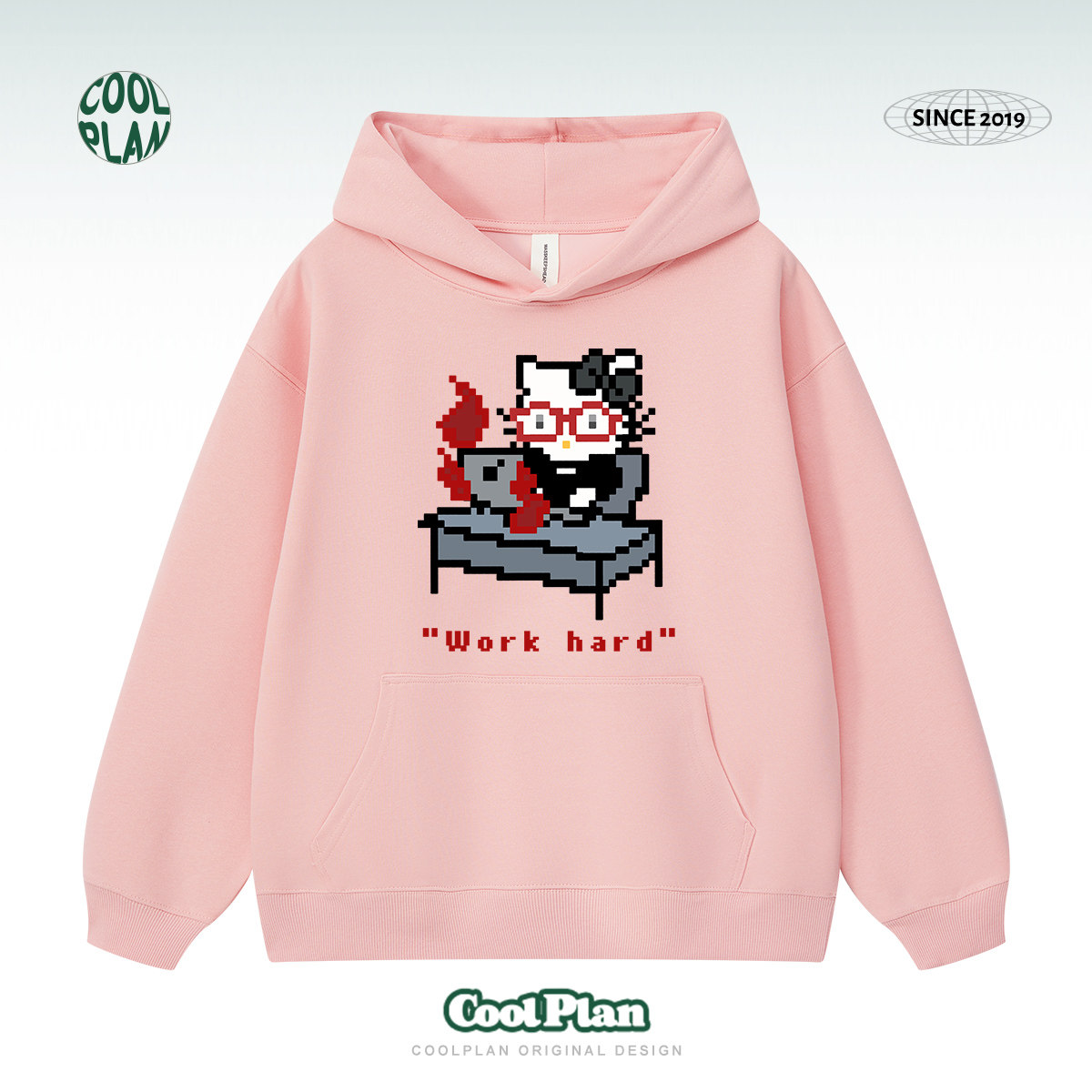 ins韩系甜美卡通像素猫印花连帽卫衣女秋冬季宽松百搭少女感外套,淘宝优惠券,粉丝福利购,淘宝优惠卷