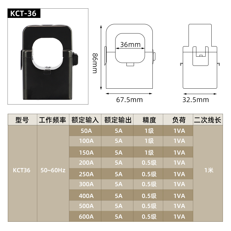 开启式电流互感器LNKCT24/36开口式 100/5 150/5 250/5 300/5-图1