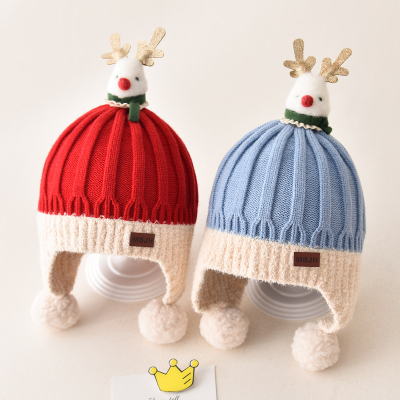 宝宝帽子秋冬款儿童冬季保暖毛线圣诞帽男童女童可爱超萌护耳帽潮,淘宝优惠券,粉丝福利购,淘宝优惠卷